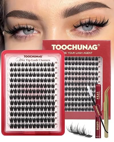 TOOCHUNAG Lash Clusters Kit 12-18mm Manga Eyelash Clusters Kit 144pcs Thick Anime Lashes Clusters Volume Individual Lash Extension Kit Spiky Cluster Eyelashes Extensions with Lash Bond,Seal,Tweezers - Image 1