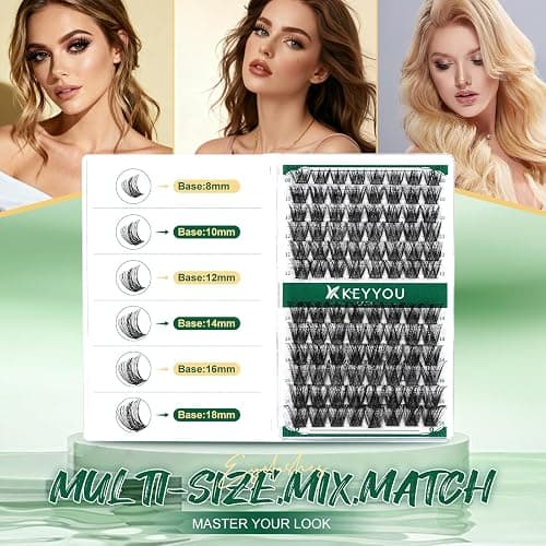 Lash Clusters 96pcs Individual Lashes Y01 D Curl 14mm Eyelash Clusters KEYYOU Volume Wispy Lash Extension Soft&Comfortable Easy DIY at Home(Y01,D-14mm) thumbnail 4