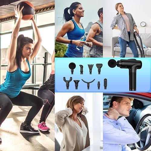 OLsky Massage Gun Deep Tissue, Handheld Electric Muscle Massager, High Intensity Percussion Massage Device for Pain Relief with 9 Attachments & 30 Speed(Black) thumbnail 7