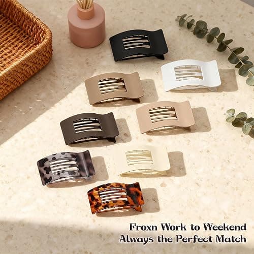 8 PCS French Flat Hair Clips for Women Girls,Matte Lay Flat Claw Clips, Large No-Slip Claw clips for Thick & Thin Hair, Strong Hold Styling Barrettes Accessories for Daily Styling thumbnail 3