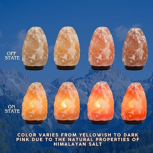 7 Inch Himalayan Salt Lamp with Dimmer Cord - Night Light Natural Crystal Rock Classic Wood Base Authentic from Pakistan thumbnail 3