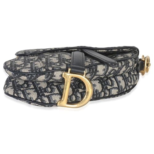 Dior, Pre-Loved Navy Oblique Mini Saddle Bag, Blue thumbnail 6