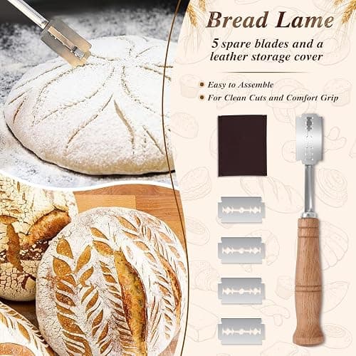 Banneton Basket Set of 2, 10" Oval & 9.7" Round Banneton Bread Proofing Basket with Liners, Bread Lame, Silicone Baking Mat, Danish Whisk, Brush, Proofing Bowls Sourdough Starter Kit Tools thumbnail 3
