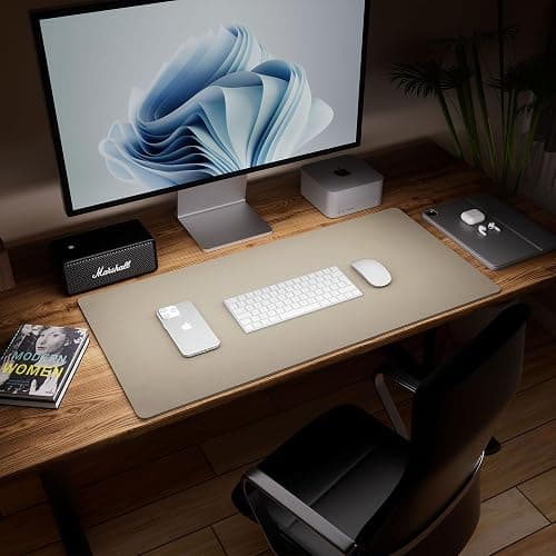 Aothia Dual-Sided Desk Mat - Leather & Cork Desk Protector, Large Mouse Pad & Writing Pad for Office/Home, Coffee (25.6"x13.7") thumbnail 7