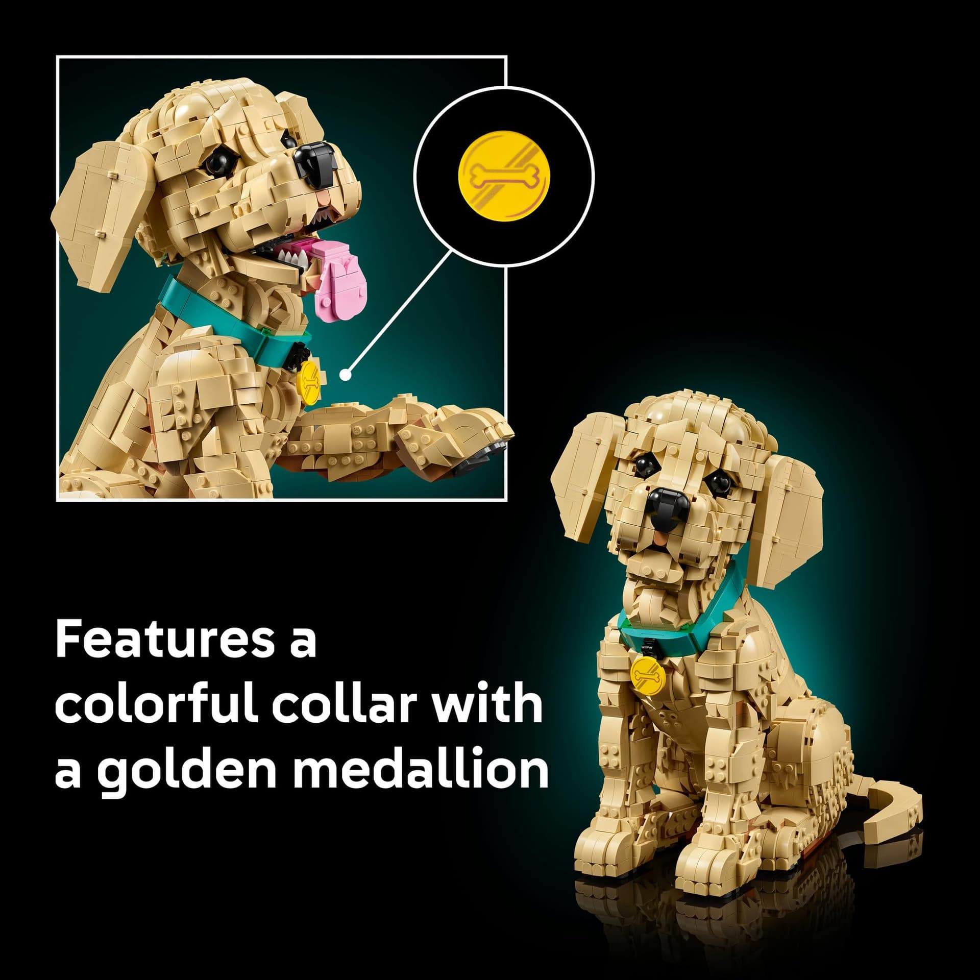 LEGO® Icons Golden Retriever Puppy 11384 Posable Animal Figure - Home Decor Building Set for Adults Collectable Model Building Kit for Dog Lovers Golden Retriever Treat for Birthdays thumbnail 6