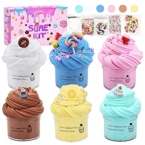 6 Pack Butter Slime Kit,Super Soft Stretchy Non-Sticky, Birthday Gifts for Girls and Boys, Stress Relief Toy - Image 1