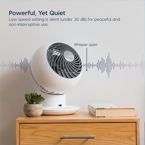 IRIS USA WOOZOO Fan with Remote, Oscillating, Desk, Table Air Circulator, Globe Fan, 5 Speeds, 82ft Max Air Distance, 90° Adjustable Tilt, 30 db Low Noise, New 2023 Model - 5 Speed Fan - White thumbnail 4