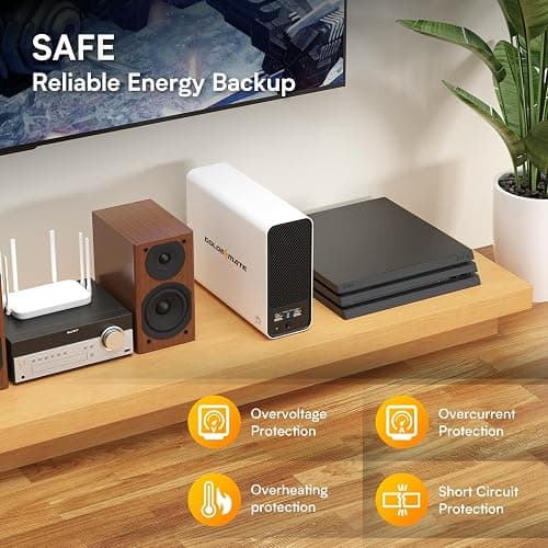 GOLDENMATE 1000VA/600W Lithium UPS Battery Backup and Surge Protector, Backup Battery Power Supply with LiFePO4 Batteries(153.6 Wh), Sinewave UPS System, 10 Years Lifespan, 8-Outlets, LCD Display thumbnail 5