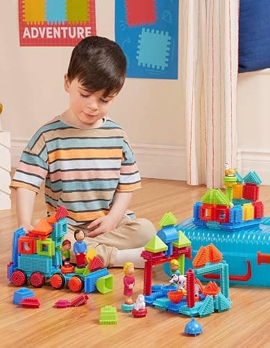 Battat – Bristle Blocks – STEM Interlocking Building Blocks – 113 Pieces Playset – Reusable Storage Case – Developmental Toys for Toddlers & Kids – Deluxe Builder Case – 2+ Years thumbnail 2