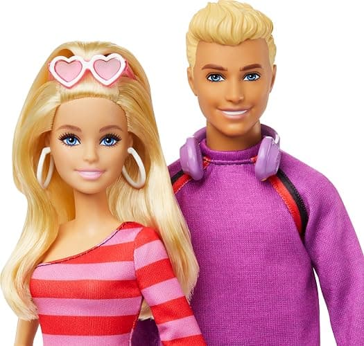 Barbie Fashionistas Set with 2 Fashion Dolls & 6 Accessories, Ken Roller-Skating Fashion Dolls, 65th Anniversary Collectible thumbnail 4