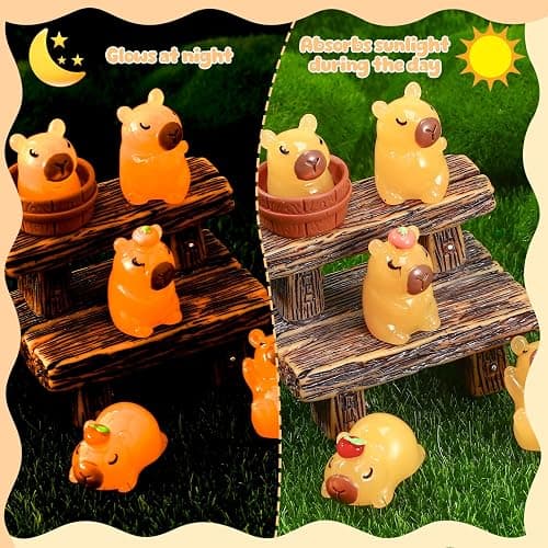 GSrenyu 30PCS Mini Resin Capybara Figurines, Miniature Luminous Capybara Glow in the Dark Little Resin Capybara, Yellow Tiny Capybara Ornament Accessories for DIY Aquarium Decoration Fairy Garden thumbnail 5