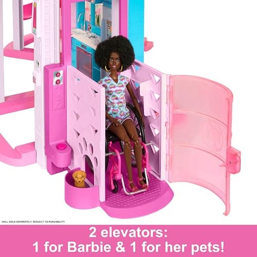Barbie DreamHouse, Doll House Playset with 75+ Pieces Including Toy Furniture & 3-Story Pool Slide, Pet Elevator & Puppy Play Areas - Dreamhouse thumbnail 6