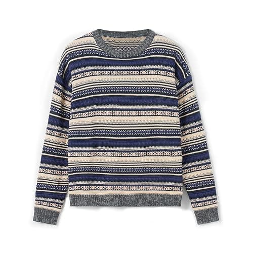 Women Y2K Argyle Striped Pullover Sweater Casual Long Sleeve Round Neck Vintage Preppy Style Pullover Knitwear thumbnail 4