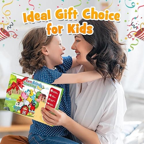 IPOURUP Montessori Toys for Kids 3-7 Wooden Farm Animal Blocks Stacking Games Educational Toy for 3 4 5 6 Year Old Girls Boys Christmas Birthday Gifts for Grandkids Toddler Balance Game Girls Age 3-5 thumbnail 6