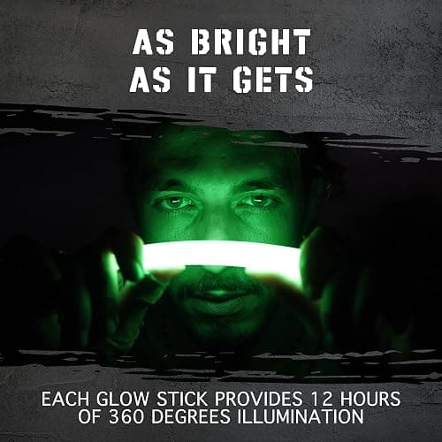 Emergency Glow Sticks with 12 Hours Duration, Individually Wrapped Industrial Grade Glowsticks for Survival Gear, Camping Lights, Power Outages and Military Use thumbnail 3