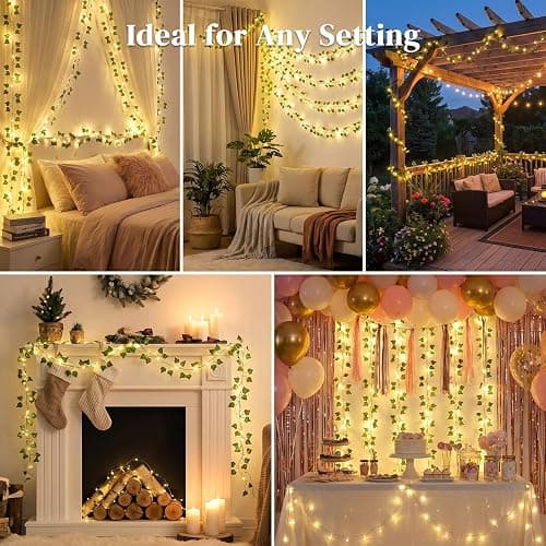 DomeStar Vines with Light for Bedroom, 40Ft 120 LED Fairy Lights with Vines, Curtain String Lights with Remote for Dorm, Wedding, Party, Wall, Indoor, Outdoor Holiday Home Decor thumbnail 2