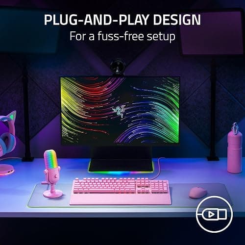 Razer Seiren V3 Chroma RGB USB Microphone: Stream & Game Reactive Lighting - Tap-to-Mute Sensor - Condenser Mic - Digital Gain Limiter & Shock Absorber - PC, Discord, OBS Studio, XSplit - Quartz Pink thumbnail 6