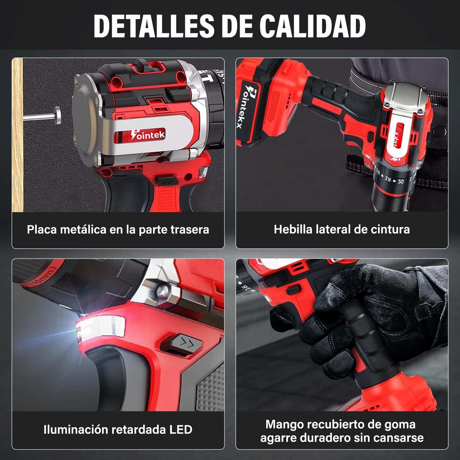 Taladro Inalámbrico 21V, 55N.m Taladro Atornillador Inalambrico Motor sin Escobillas, 3 Modos (Perforación/Tornillo/Impacto), 20 Ajuste Esfuerzo de torsión, 2 Baterías de 3.0Ah thumbnail 7