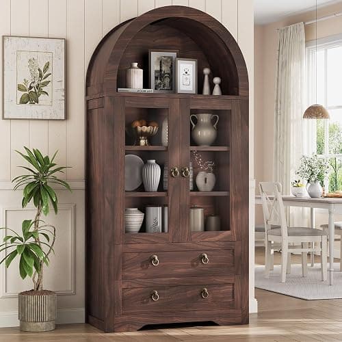 Jocoevol Kitchen Pantry Cabinet Arched Cabinet Bookshelf/Bookcase - Image 1