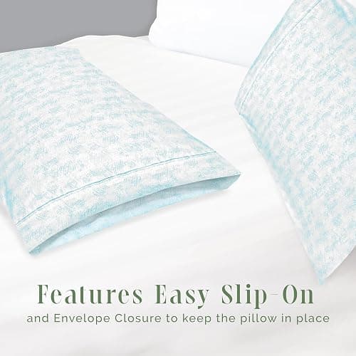 Elegant Comfort Ultra Soft Set of 2 Sea Waves Print Pillowcases - 1500 Premium Hotel Quality Microfiber, Soft and Smooth Envelope Closure 2-Piece Pillow Covers - King, Wave Aqua thumbnail 3