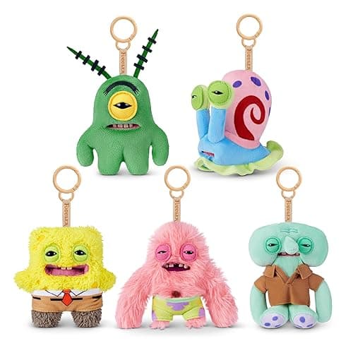 Fuggler Spongebob 5-inch Licensed Keyring Assortment 5 Pack by ZURU – Funny Ugly Monster Stuffed Animal with Human-Like Teeth, Collectible Bag Charm for Kids, Tweens, Teens, Adults - Image 1