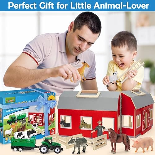 YEEBAY Farm Animals Toys for 3+ Year Old Kids Toddlers Girls Boys, Large Wooden Barn with Animal Play Figures, Farm Playset Educational Learning Toys, Ideal Christmas Birthday Gifts thumbnail 6