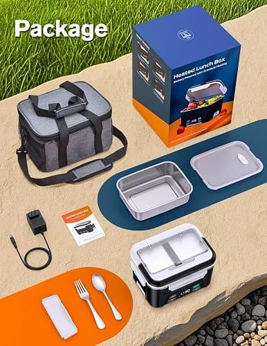 EAST OAK Cordless Electric Lunch Box for Adults, Heated Lunch Box Battery Powered with Automatic Heating, 5.5 Cups Portable Food Warmer with Removable Tray Divider thumbnail 6