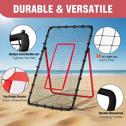 Volleyball Rebounder Net, 5 Angles Volleyball Bounce Back Training Equipment with Durable Sandbags & Metal Stakes for Lacrosse, Baseball, Soccer Practicing - 7x4 Ft thumbnail 3