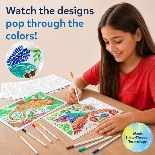 Skillmatics Paint-Over Art – Magical Art & Craft Kit for Tweens & Teens | Animals, Calming Painting Activity, Stunning Paint with Color Art, Painting Kit & Gift for Girls Ages 6, 7, 8, 9 & Up thumbnail 2