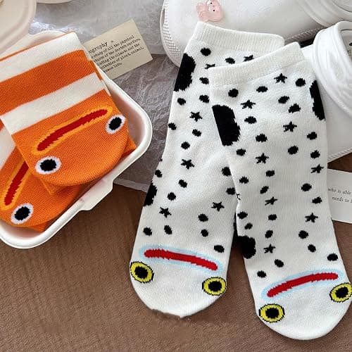 Garden Eel Socks, Japanese Okinawa Garden Eel Socks, Cute Conger Eels Striped Sock, Fun Cotton Household Sock thumbnail 3