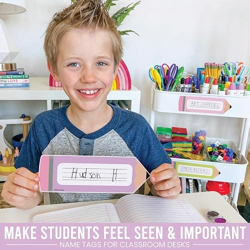 Hadley Designs Desk Name Tags for Classroom - 36 Student Desk Name Plates for Classroom Decor, 9x3 Pastel Nametags Cubby Labels Teacher Supplies, 1st 2nd 3rd Grade Kindergarten Preschool Must Haves thumbnail 3