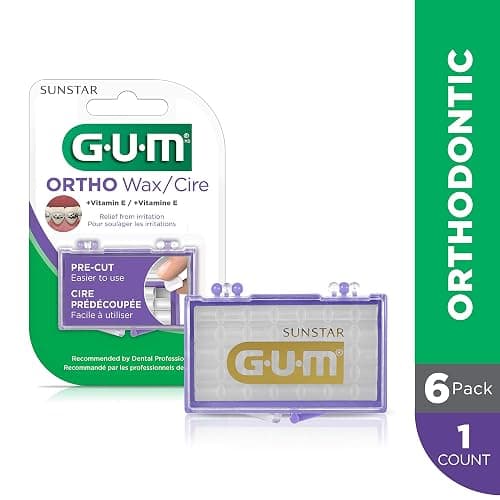 GUM Orthodontic Wax for Braces and Dental Devices - Soothing Dental Wax with Vitamin E and Aloe Vera - Clear Color - Unflavored (Pack of 6) thumbnail 2