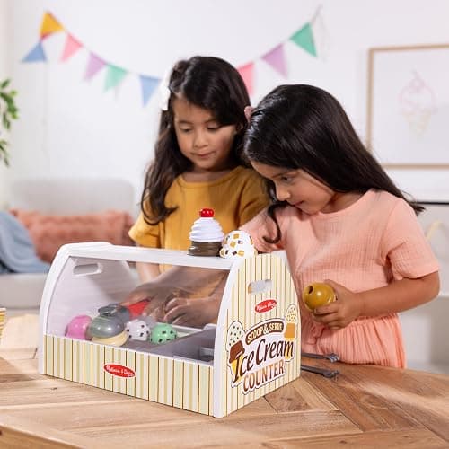Melissa & Doug Wooden Scoop & Serve Ice Cream Counter, Pretend Play Store, 28 Toy Food & Play Kitchen Accessories, Preschool Toys for Girls & Boys 3+ thumbnail 2