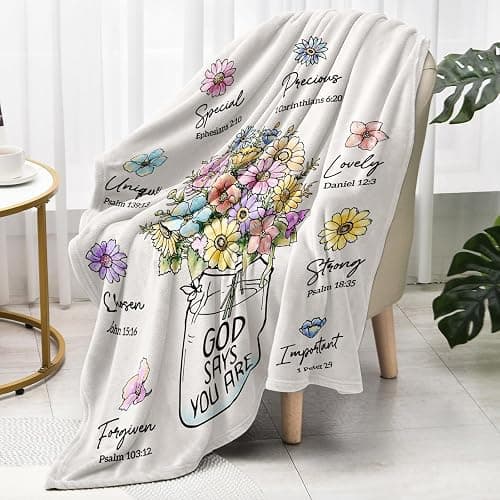 Christian Religious Gifts for Women, Christmas Birthday Gifts for Women | Baptism Communion Inspirational Catholic Faith Gifts for Sister Daughter Girls Her Mom Friend, Soft Throw Blankets 50''x 60'' thumbnail 5