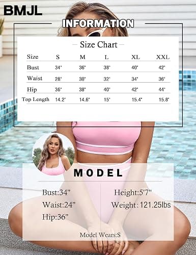 BMJL Women's High Waisted Bikini Sets Sporty Two Piece Swimsuits Color Block Cheeky High Cut Bathing Suits thumbnail 6