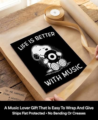 Life Is Better With Music Wall Art Print – Minimalist Typography Decor for Living Room, Classroom, Studio & Creative Workspaces – Music-Inspired Artwork – 8x10 Unframed – Made in USA Luster Finish thumbnail 5