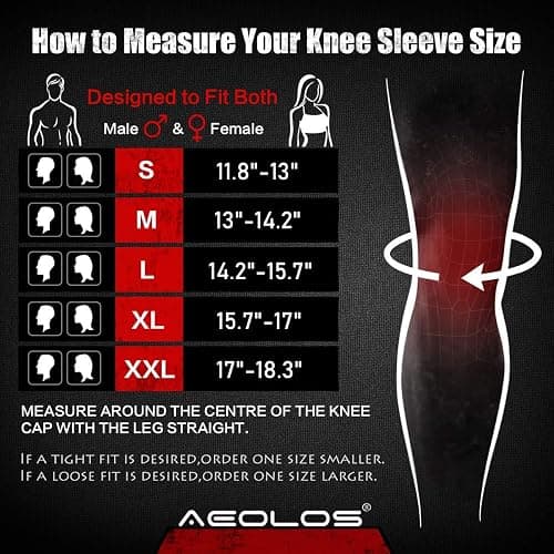 AEOLOS Knee Sleeves (1 Pair)，7mm Compression Knee Braces for Heavy-Lifting,Squats,Gym and Other Sports (Large, Black) thumbnail 2