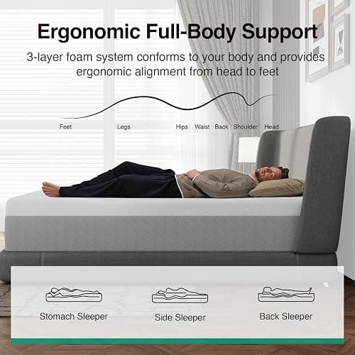 Novilla Bliss Cooling Queen Mattress, 14 Inch Gel Queen Memory Foam | Mattress in a Box with Cool-Touch Nylon Cover, Pain Relief & Spinal Support with CertiPUR-US Certified Foam thumbnail 4
