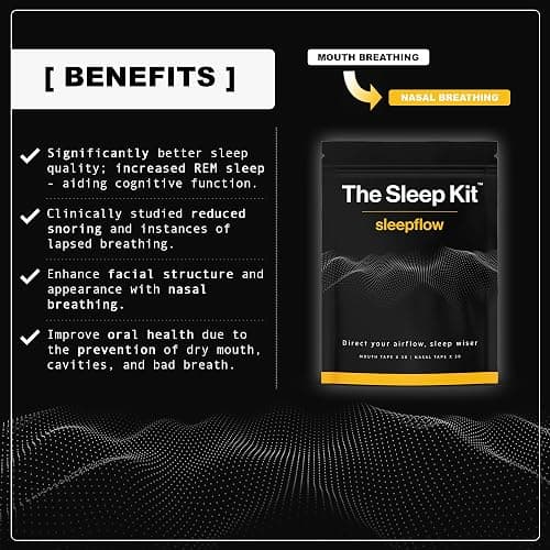 The Sleep Kit by sleepflow - (30 Nights) Nasal Strips and Mouth Tape for Sleeping | Anti-Snoring Aid for Improved Airflow, Sleep Tape, Hypoallergenic Adhesion (30 Mouth Tape & 30 Nose Strips) thumbnail 2