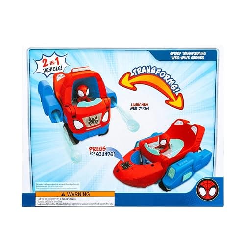 MARVEL Spidey and His Amazing Friends Spidey Transforming Web-Wave Cruiser - 9-Inch 2-In-1 Vehicle with Free Wheels and Web Dart Launchers thumbnail 3
