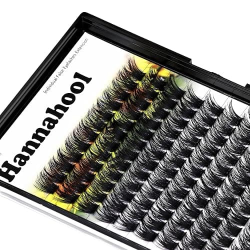 Hannahool Large Pack Wide Stem Cluster Eyelashes D Curl 10-20mm Available Handmade D Curl Wide Stem Individual False Eyelashes 5D Volume DIY Eye Lashes Extensions Beauty Tools (12mm) thumbnail 2