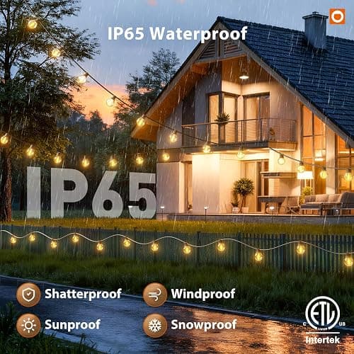 addlon 100FT Outdoor String Lights G40 with Remote, 54 LED Shatterproof Bulbs, Dimmable Patio Globe Lights Waterproof, Hanging Outside Lighting for Backyard, Garden, Deck, Balcony, Porch, Café, Decor thumbnail 3