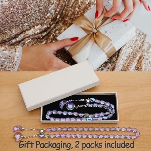 PEDOBO Magnetic Curtain Tiebacks, 2 Pack Crystal Beaded Sun & Moon Pendants Sheers/Draperies Holdbacks for Window Home Office Decor (Purple) thumbnail 7
