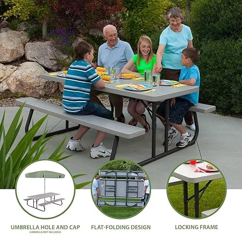Lifetime Folding Picnic Table, 6-Foot thumbnail 5