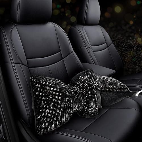 4 PCS Bling Car Pillows,Rhinestones Bowknot Car Headrest Pillow,Black | Car Neck Pillow for Driver Relax Neck Support,Sleeping Travel Support Neck Pillow,Diamond Interior Accessories for Women thumbnail 4