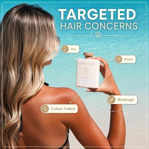 Coastal Grl PRE-SWIM Saltwater & Chlorine Hair Protectant, Leave In Conditioner for Swimming, Pool & Beach for Dry Frizzy, Color Treated Hair & Extensions, Tropical Coconut Pineapple Scent, 6.8 fl oz thumbnail 6