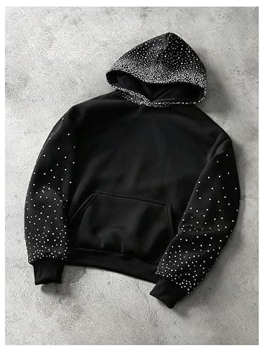 SOLY HUX Men's Rhinestone Hoodie Long Sleeve Hooded Pullover Sweatshirt Streetwear thumbnail 3
