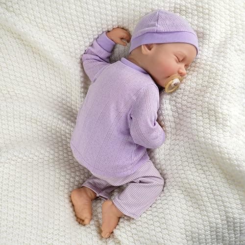 JIZHI Reborn Dolls 20 inch Softness Body Lifelike-Newborn Baby Dolls Sleeping dolls girls with Clothes and Toy Accessories Gift for Kids Age 3+,Purple thumbnail 5