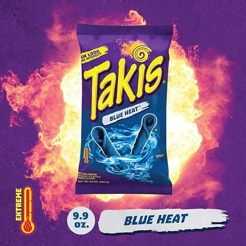 Takis Blue Heat Rolled Tortilla Chips, Hot Chili Pepper Artificially Flavored, 9.9 Ounce Bag thumbnail 4
