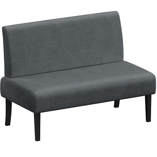 Yaheetech Small Mini Sofa Couch Armless Loveseat Futon for Bedroom, Corduroy Fabric & Easy Assembly, for Small Spaces Living Room,Dorm,Office,Apartment, Dark Grey - Image 1